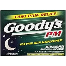 Goody's PM Powders | Pain Reliever + Nighttime Sleep Aid | 6 Count | Pack of 1