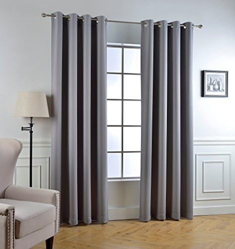 Thermal Insulated Blackout Curtains Grommet Panel Room Darkening for Living Room and Bedroom 1 Panel Grey 52x95 Inch by HOPE BEST
