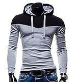 Next Class Men's Novelty Color Pullover Hoodies Sports Outwear US L(Asian Tag size XXL) Light Gray&Black