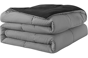 SUVAMJAM Down Alternative Bedding Comforter Queen Size - All-Season Soft Reversible Microfiber Bedding Comforter - Lightweight & Machine Washable(Black/Dark Gray, Queen (U.S. Standard))