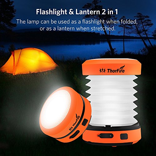 ThorFire Campinglamp, led, opvouwbare lantaarn, dynamo, draagbaar, oplaadbaar door zwengel en USB, campinglamp voor… - Image 3