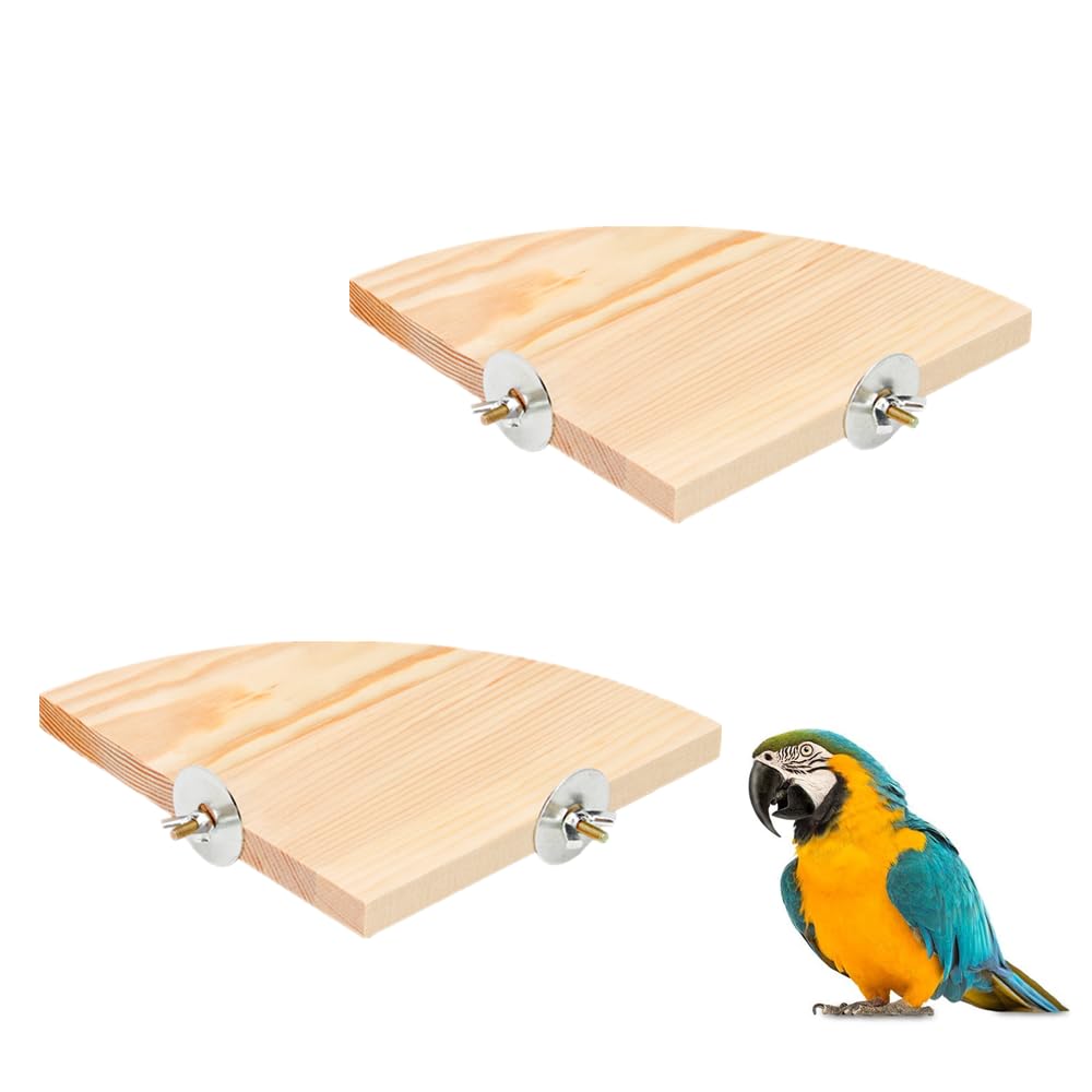 Zhouocea 2 PCS Bird Wood Platform Durable Pet Platform Pet Perch Parrot Perch Fan Shaped Bird Perches Climbing Platform Bird Cage Accessories for Small Animals