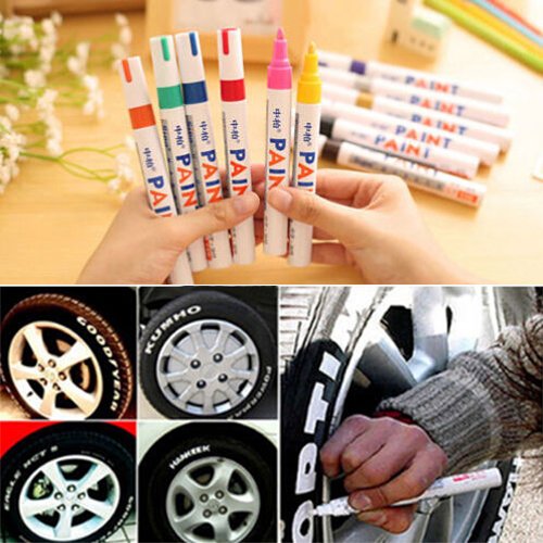 yanbirdfx 12 Colors Waterproof Car Tyre Tire Tread Rubber Metal Permanent Paint Marker Pen White