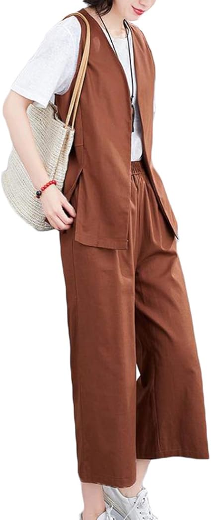 Amazon ｊｑｂｆｌセットアップ レディース 夏服 ベスト ノースリーブ ジレベスト カジュアル 無地 ワイドパンツ上下セット 大きいサイズ 着痩せ おしゃれ ベスト 通販