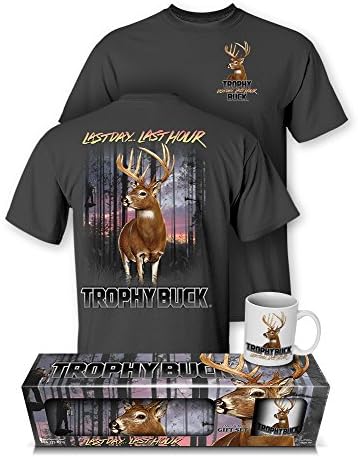 Follow the Action Whitetail Deer Trophy Buck T-Shirt and Mug Gift Set (Large)