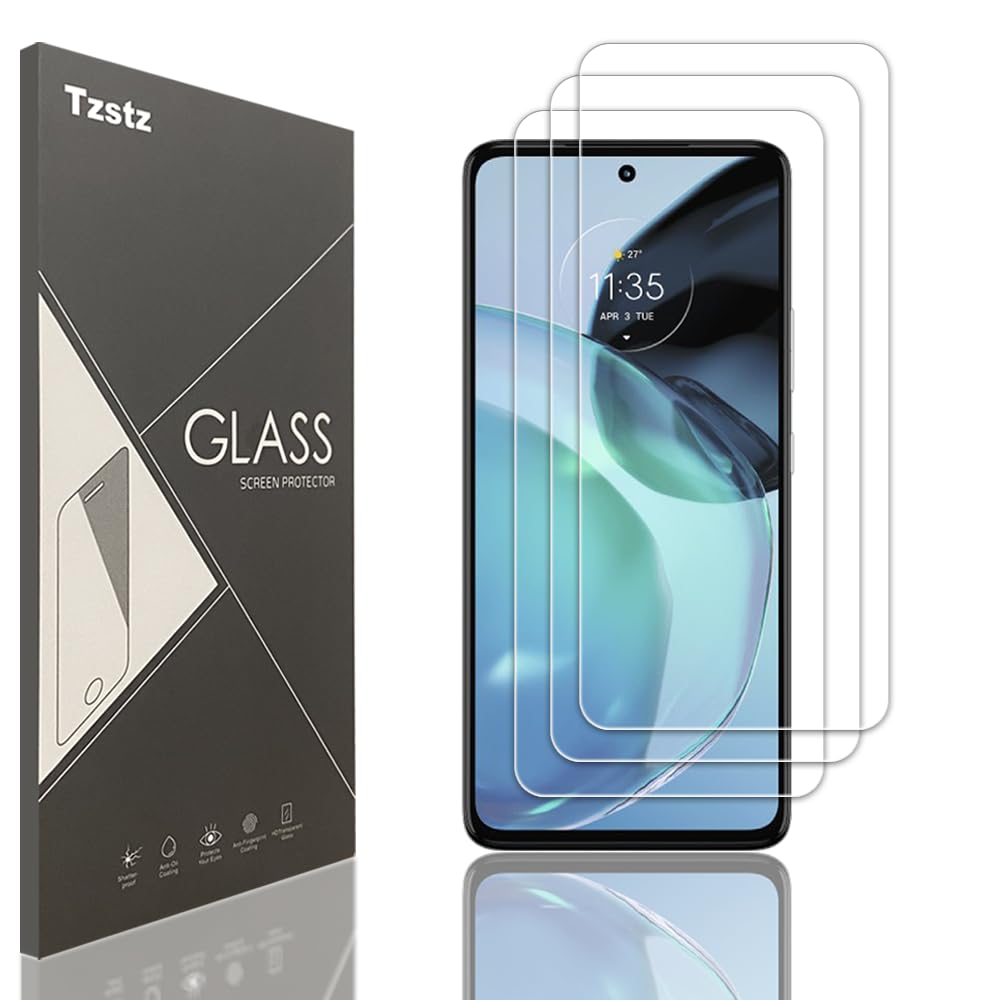 Tzstz 3 Pieces Tempered Glass Screen Protector for Motorola Moto G72 Hardness 9H Anti Scratch HD Screen Protector Film