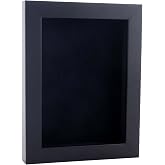 16x20 Shadow Box Frame Black Wood | with a 3/4" Usable Display Depth | Includes a Black Real Suede Texture Acid-Free Backing Board, UV Resistant Acrylic, and Hanging Hardware
