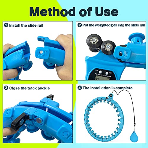 oneday Smart Weighted Hoola Fitness Hoops for Adults, 27 Detachable Knots with Smart Counter Hula Circle Hoops, 2 in 1 Abdomen Fitness Non-Fall Exercise Hoops Massage Adjustable Auto-Spinning Ball