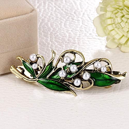 MEKVF Brooch Accessories Green Pearl Hairpin Female Pins Women Romantic Brooches Gift Collar Jewelry Dress Corsage