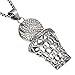 UNAPHYO Men's Stainless Steel Silver Hip Hop Diamond Mini Basketball Rim Pendant Charms Necklace 24 Inches Chain