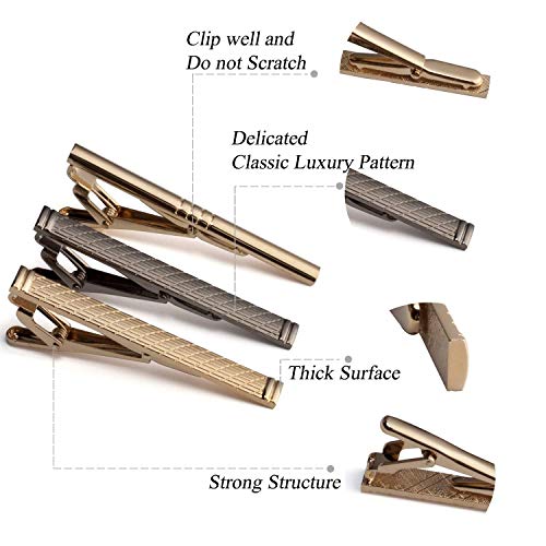 WEWINK PLUS 9 Pcs Tie Clips Set for Men Tie Bar Pinch Clip Set for Regular Ties Necktie Wedding Business with Gift Box (9 pcs Style C with Gift Box) - Thumbnail 2