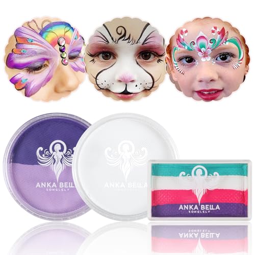Anka Bella Professional Washable Face Paint(32gm),Water Based Face Painting Kit,Hypoallergenic & Non-Toxic,Gift for Birthday Parties/Halloween/Carnival(Sky Rainbow set)