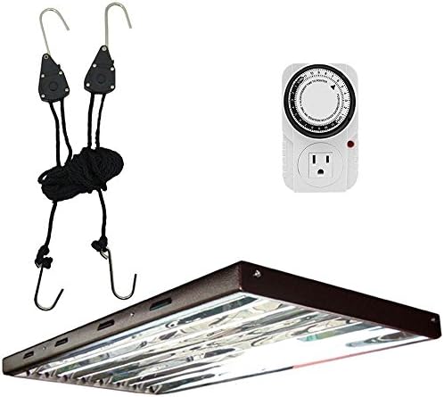 Viavolt V48 KIT 4' 8-Bulb T5 High Output Fluorescent Grow Light Fixture with Timer, Black