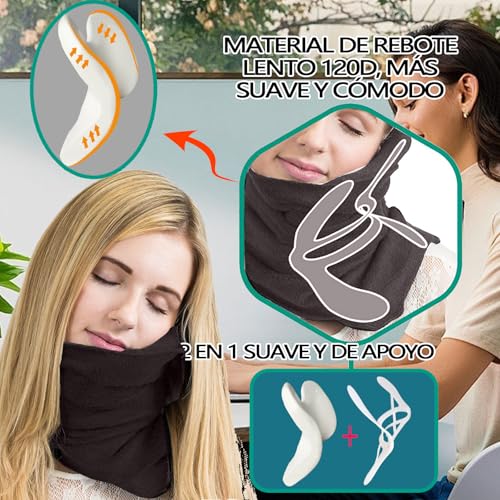 VXMBNB Almohada de Viaje,Protección del Cuello,Almohada de Viaje para el Cuello,Ajustable,compacta,Adecuado para hogar,Oficina, Viajes de Larga distanciaetc. (Ceniza)