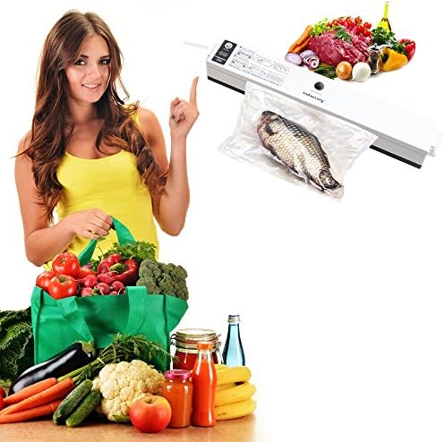 Nequare Vacuum Sealer Machine with Starter Kit for household Food Sealers Vaccum Packing Including 15 Pcs Sealer Bags (black)
