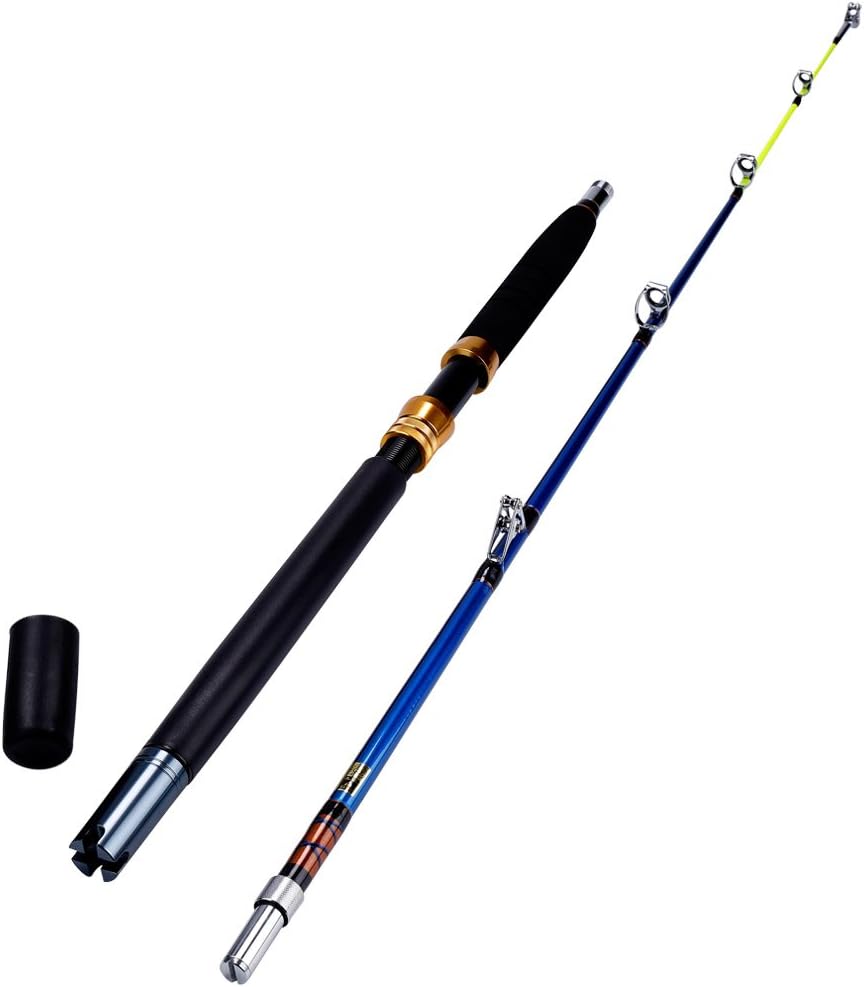 Sougayilang Heavy Duty Trolling Fishing Rod Solid Glass Fiber Material with Dismountable Handle Strong Guides for Saltwater Freshwater Boat Jigging Fishing ( 6 Ft Test 30-60 Lb )