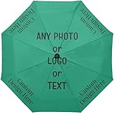 Custom Monogram Company Logo Text Compact Travel Umbrella Personalized Folding Portable Windproof Sevral Color Umbrellas for Rain Sun Customized Gifts for Men Women Wedding Friend Grandma Family