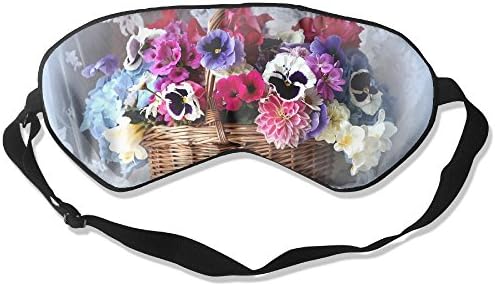 RTG Eye Mask Eyeshade Basket Colorful Flowers Sleeping Mask Blindfold Eyepatch Adjustable Head Strap