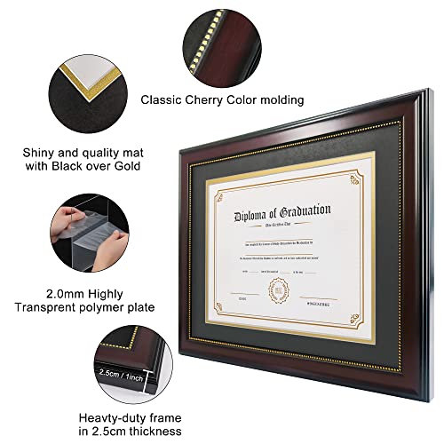 GraduatePro 8.5x11 Diploma Frame with Black Over Gold Mat or Display