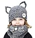Spring Fever Kids Baby Girls Boys Toddler Winter Warm Knitted Animal Fox Cat Hood Ear Scarf Coif Hat Set Grey Fox