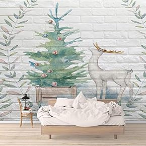 Wall Mural Elegant Deer in Rustic White Brick Background Removable Self-Adhesive Large Wallpaper - 66x96 inches