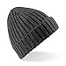 Beechfield Unisex Chunky Ribbed Winter Beanie Hat (One Size) (Black)