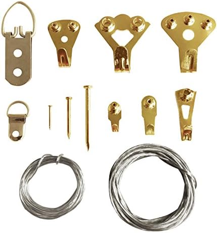 220pcs Wall Picture Frame Hanger Hardware Assortment with 10-100lbs Hanging Hooks, D-ring Triangle Hanger and 2.5m Wire for Heavy Duty Photos Wall at Home, Office and Gallery