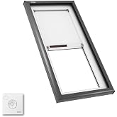 Velux FCM 2246 2005S FCM Fixed Curb Mount Skylight with Tempered LowE3 Glass and Solar Room Darkening Shade - 2246 (Outside Curb: 25.5 x 49.5 in) - Gray Frame/Clear Glass