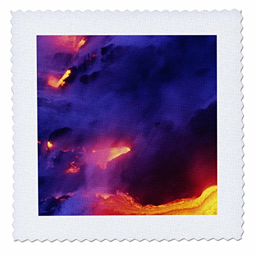 3dRose qs_89572_6 Lava, Kilauea Volcano, Hawaii Volcanoes NP - US12 DPB0296 - Douglas Peebles - Quilt Square, 16 by 16-Inch