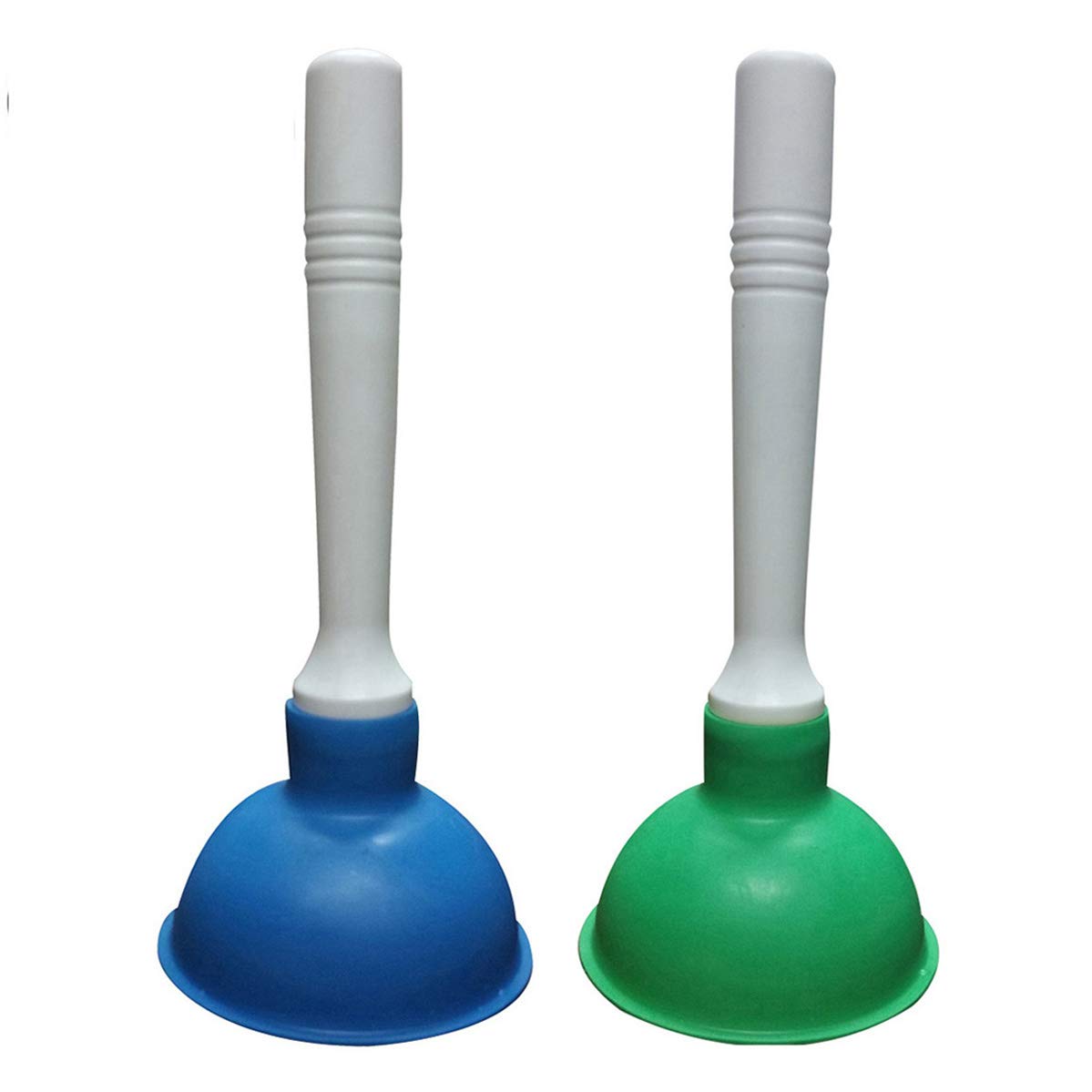 Coralpearl Hand Drain Plunger Small Force Pump Cleaner Plumber Helper Unclogger Tool Short Little Clog Remover for Kitchen Sink, Bathroom Toilet, Shower Tub in 4 Inch Cup 9" Bar Handle (Blue+Green)