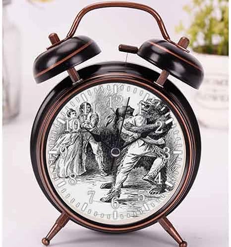 Amazon 目覚まし時計 大音量 おしゃれ アラーム メリルラストモヒカンズホークアイマグアイラスト バックライト 静か 連続秒針 スヌーズ 電池式 置き時計 卓上時計 ブラック 直径約4インチ 置き時計 掛け時計 オンライン通販