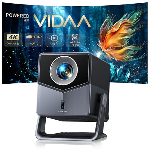 Projector 4K with VIDAA OS【Netflix Included & Live Channels】36W 3D Dolby Audio, 1400 ANSI FHD 1080P, HDR 10 TOPTRO Smart Home Cinema Projector, AI Auto Image, WiFi 6, Bluetooth Projectors for Bedroom