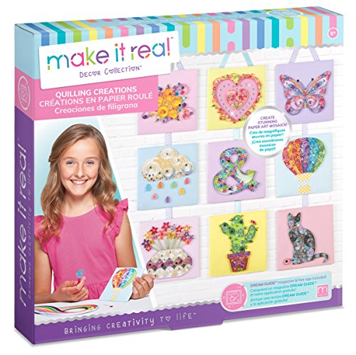 Make It Real - Quilling Creations. DIY Quilling Kit for Girls.  Quilling Paper Arts and Crafts Kit Guides Kids to Create Their Own Mosaic Masterpieces using Decorative Templates, Gem Stickers and More