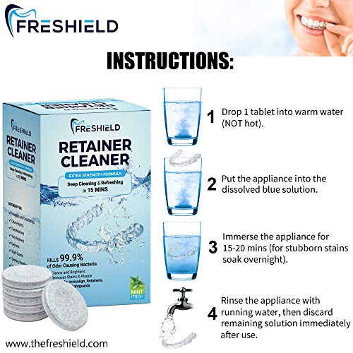 FRESHIELD Retainer & Denture Cleaner Tablets Remove Stain Plaque Bad