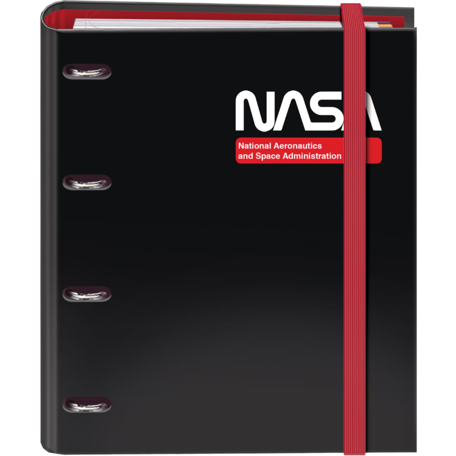 Dohe - 4 Ring Binder with Refill 100 Sheets - A4 Size, 4 Colour Dividers, Envelope Document Holder, Paper 90 g/m², Compressor - FSC Mix AEN-COC-000243 - NASA Black - Black
