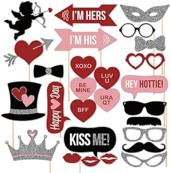 Amazon Com Valentine S Day Photo Booth Props Kit 27pcs Diy