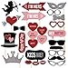 Valentine’s Day Photo Booth Props Kit [27pcs] DIY Creative Funny Glitter Disguise Props Party Decorations Tiara Angel Hearts Mustaches for Wedding Bridal Shower Bachelorette Girl Night Out Games