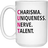 GreenStar Gifts Rupaul's Drag Race Inspired Coffee Mug, Charisma, Uniqueness, Nerve, Talent 11oz, White, QGT5TSCVWX-11oz