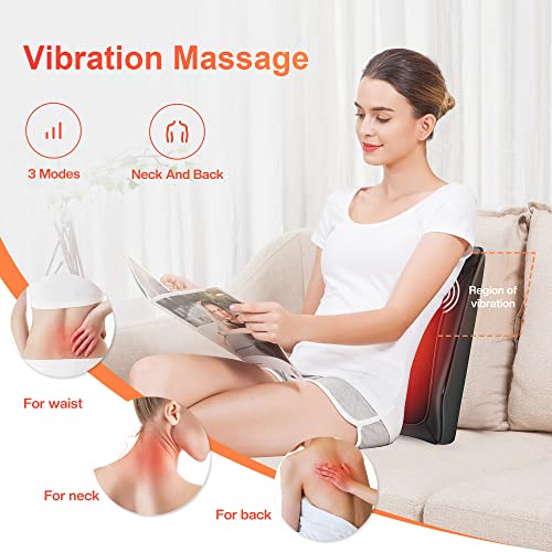COMFIER Massager, Neck Massager with Heat, Shiatsu Back Massager with 4D Kneading Heads, Massage Cushion for Shoulder, Back, Legs, Gifts for Men and Women