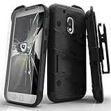 Zizo BOLT Series compatible with Motorola moto g4 Play Case Military Grade Drop Tested with Tempered Glass Screen Protector, Holster BLACK