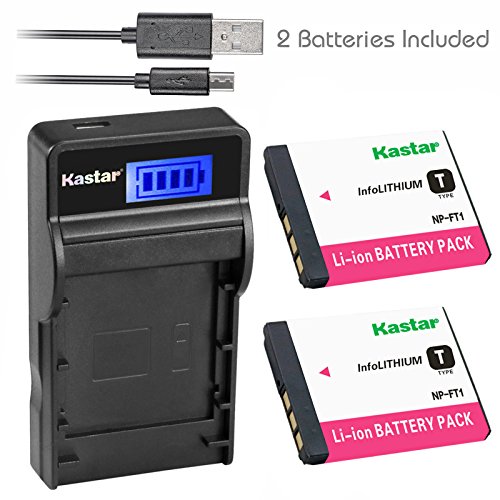 Kastar Battery (X2) & SLIM LCD Charger for Sony NP-FT1 DSC-L1 DSC-M1 DSC-M2 DSC-T1DSC-T3 DSC-T3/B DSC-T3S DSC-T5 DSC-T5/B DSC-T5/NDSC-T5/R DSC-T9 DSC-T10 DSC-T10/B DSC-T10/P DSC-T10/W DSC-T11 DSC-T33