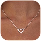 HERIER Cute Heart Necklace Dainty 18k Gold Plated Tiny Heart Pendant Choker Necklaces Small Gold Love Open Heart Chain Necklace for Women Simple Gold Necklace for Women Trendy Jewelry