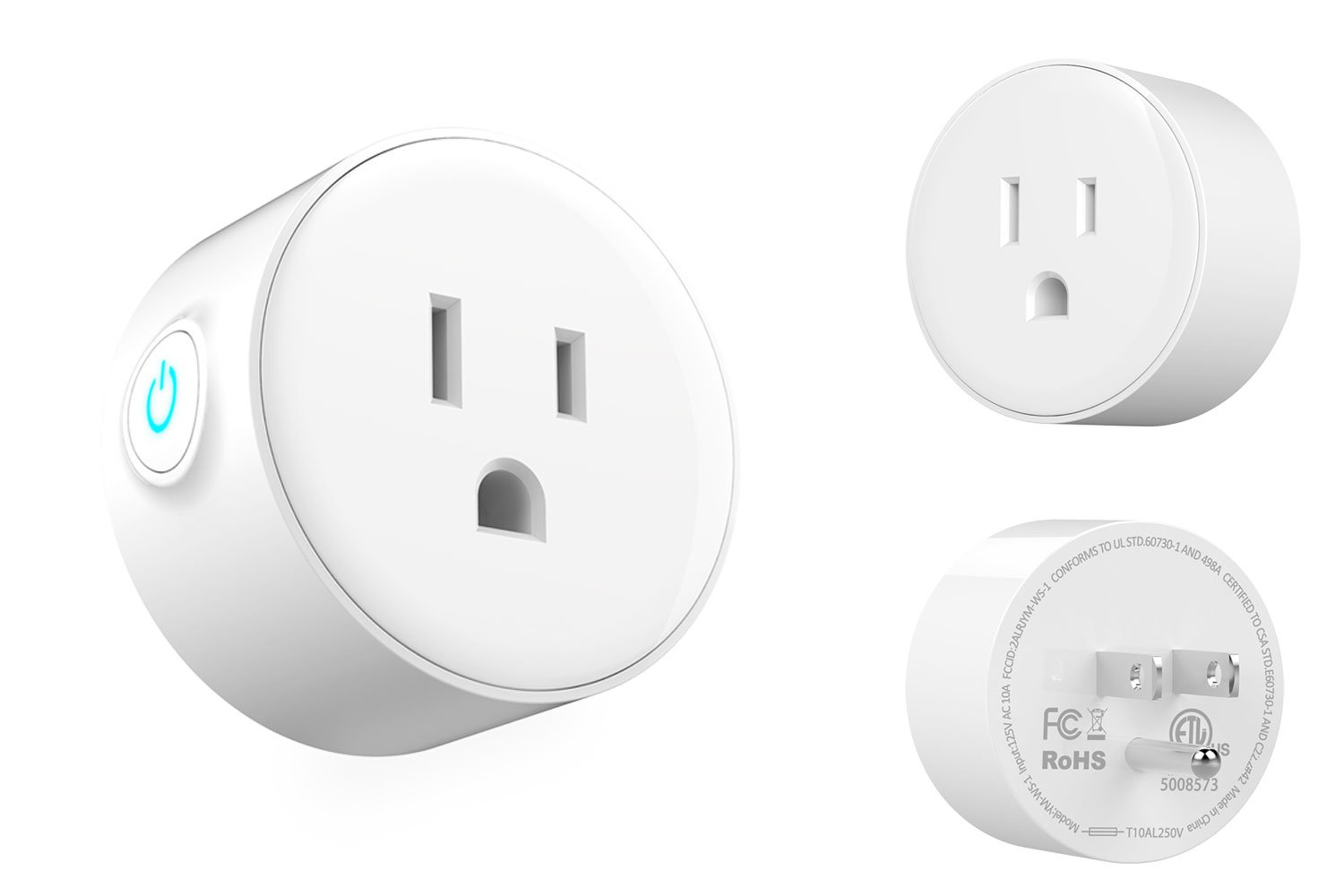 Smart Plug Mini Smart Outlet Wifi Timer Switch, Works with Amazon Alexa and Google Home, 2.4G Wifi Connection, No Hub Needed, 100 - 220V 1200W Max Load, ETL FCC Listed (Pack of 1)