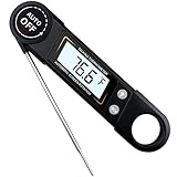 Meat Thermometer Foldable Digital Ultra Fast Talking Instant Read Thermometer With Calibration and Backlit Function for Cooking,Kitchen, BBQ, Grill (Black)