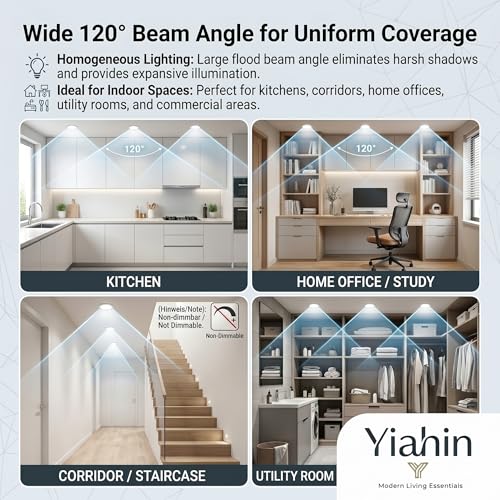 Recessed LED Spotlights Set of 20, 4W 339LM Cool White 6000K, Ultra Flat Ceiling Spotlights 230 V Without Transformer, Plastic LED Spotlight, Depth 28 mm, Not Dimmable for Bathroom Kitchen