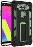 LG V20 Case, Heavy Duty Dual Layer [Kickstand Series] Internal Hard ABS Protection Phone, External Silicone Rubber Shockproof with Kickstand LG V20 Phone Case Cover (Green Black)