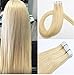 Blonde Real Hair Extensions Natural Straight 16 Inch Tape in Hair Extensions Human Hair #60 Platinum Blonde Tape Extensions with Adhesive Tapes 30grams 20pcs