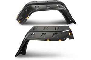 ALLGOOD Fender Flares w/LED Side Maker, Compatible with Jeep JK Wrangler 2/4 Door Model 2007-2018, Unlimited, Rubicon Unlimited Wheel Fender Trim