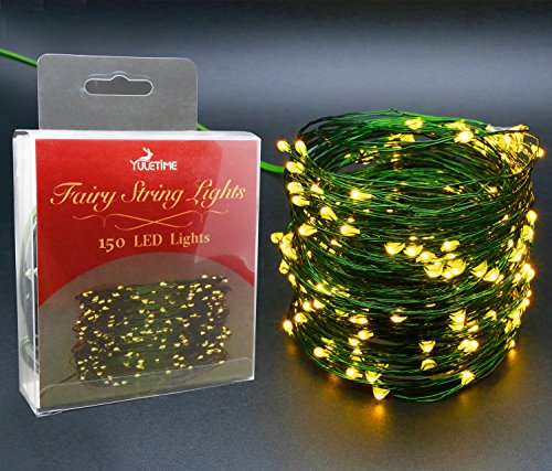 YULETIME Fairy String Lights with Adapter, 50 Ft 150 LEDs Waterproof Starry Copper Wire Lights, Home - //coolthings.us