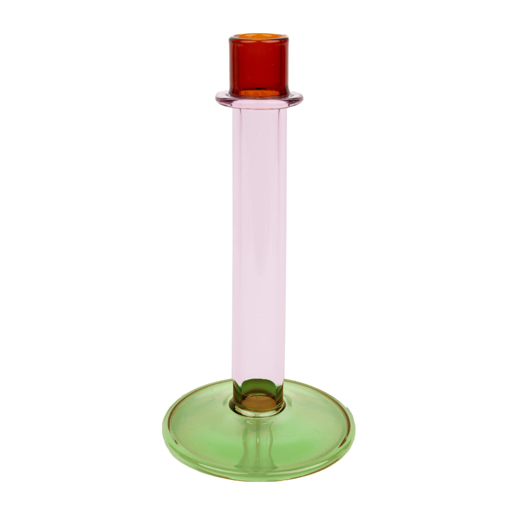 Novelty Tall Glass Candlestick Holder | Contemporary Christmas Table Decorations | Ideal Xmas Gift | Use as Home Décor, Stocking Filler, Secret Santa | | Size: Size: 19cm -Orange - Pink -Green